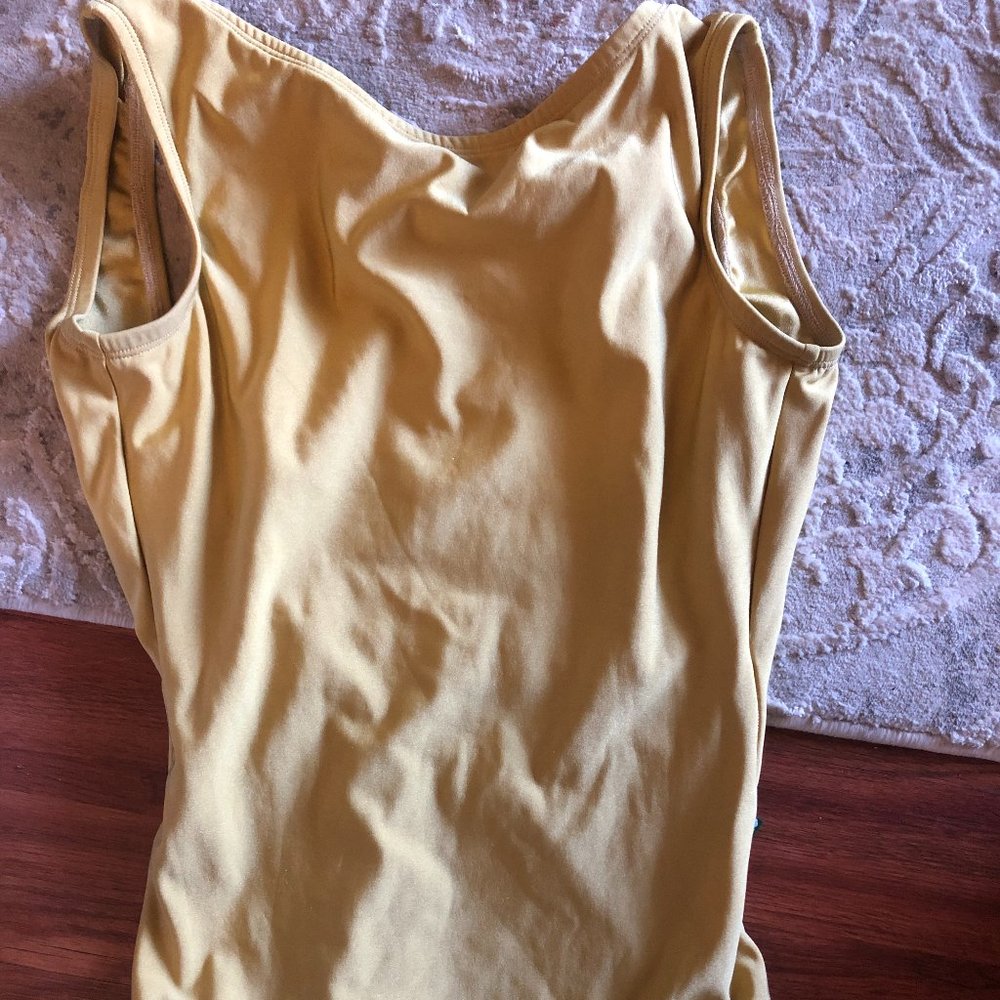 Luckyleo Dancewear Leotard, "Allure" gold spandex, Medium